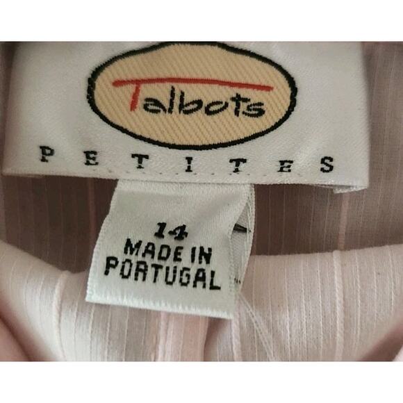 Talbots Top Womens 14 Petite Pink Imprinted Stripes Button Up Long Sleeve NWT - Picture 8 of 10